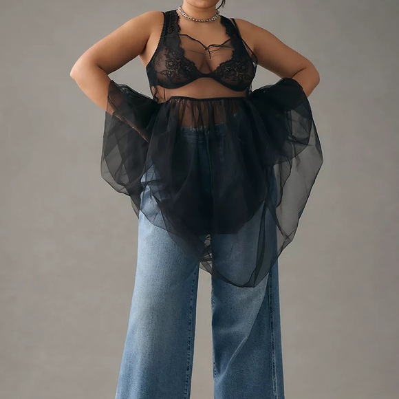 New By Anthropologie Sheer slip size 3x never worn black plus dress - Picture 2 of 4